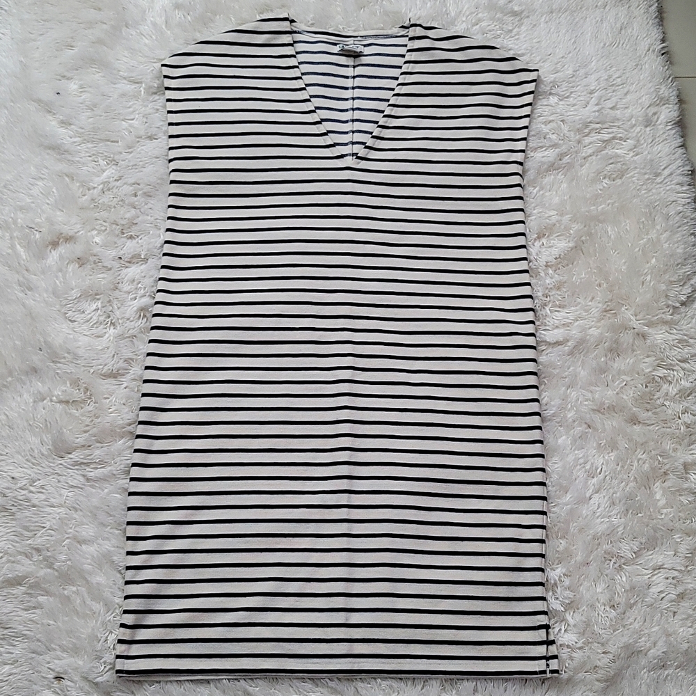 J. Crew Striped V-Neck Tunic Dress